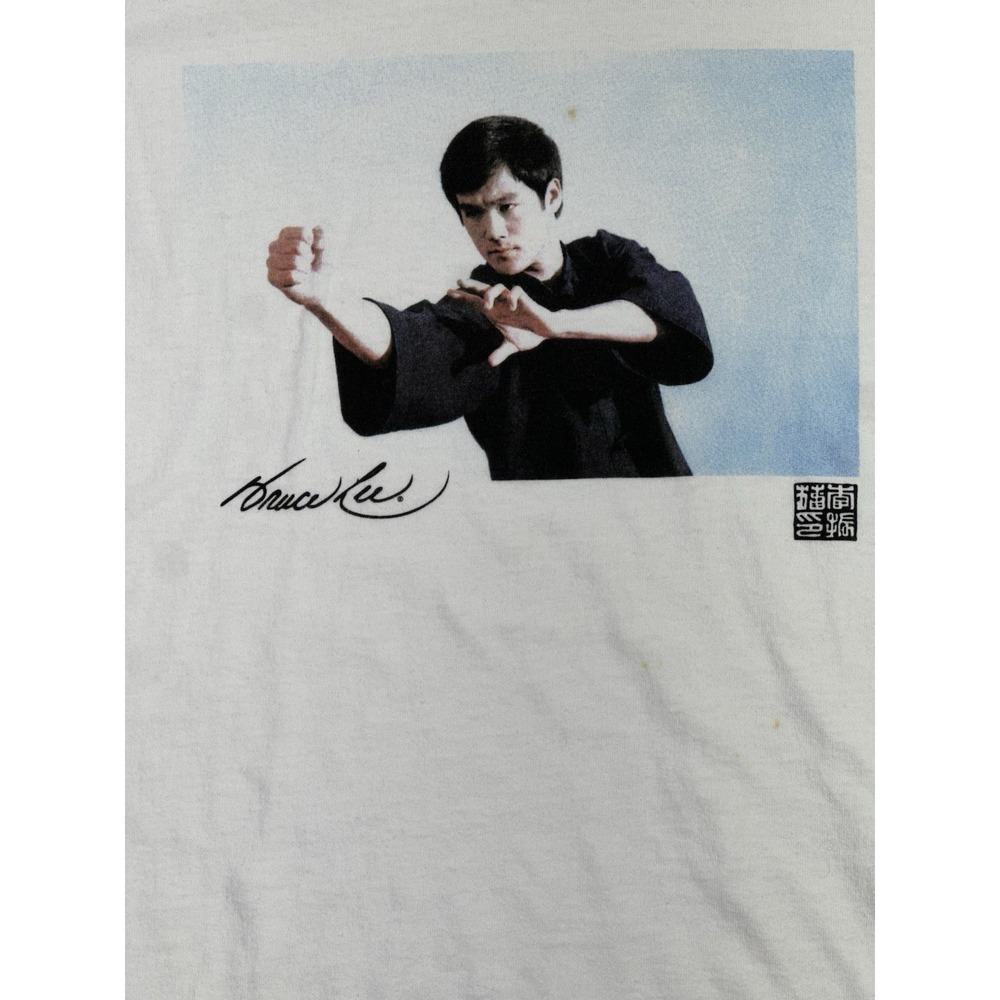 Bruce Lee Martial Arts Photo Graphic T-Shirt White Re:Purpose Size Small - Picture 3 of 5